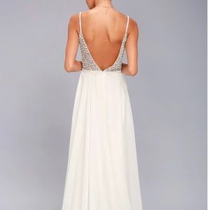 Lulu’s true love white beaded rhinestone dress NWT